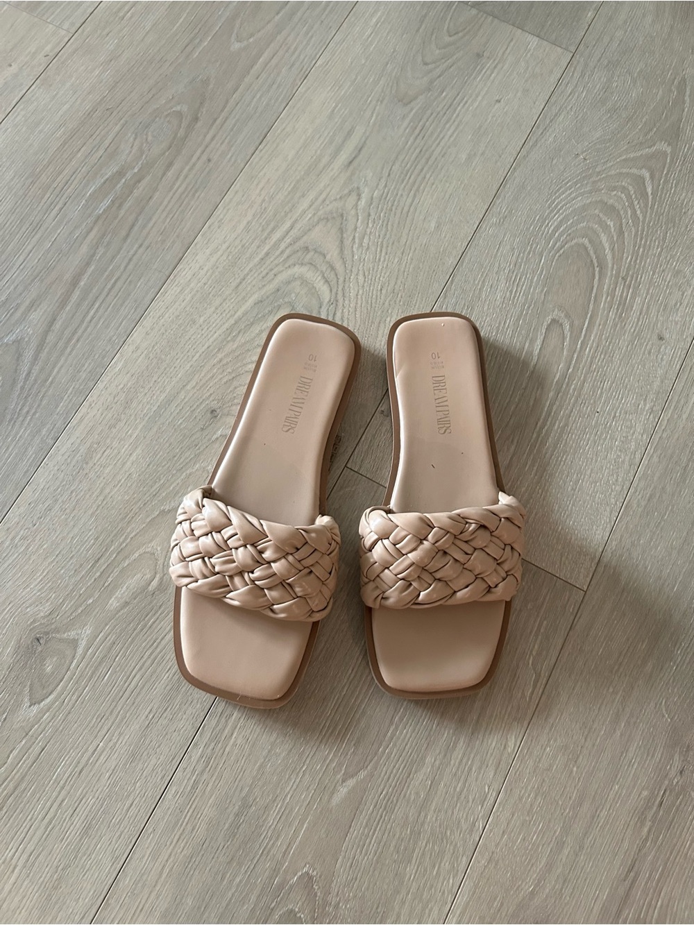 Dream Pairs Woven Slide Sandals in Blush Nude